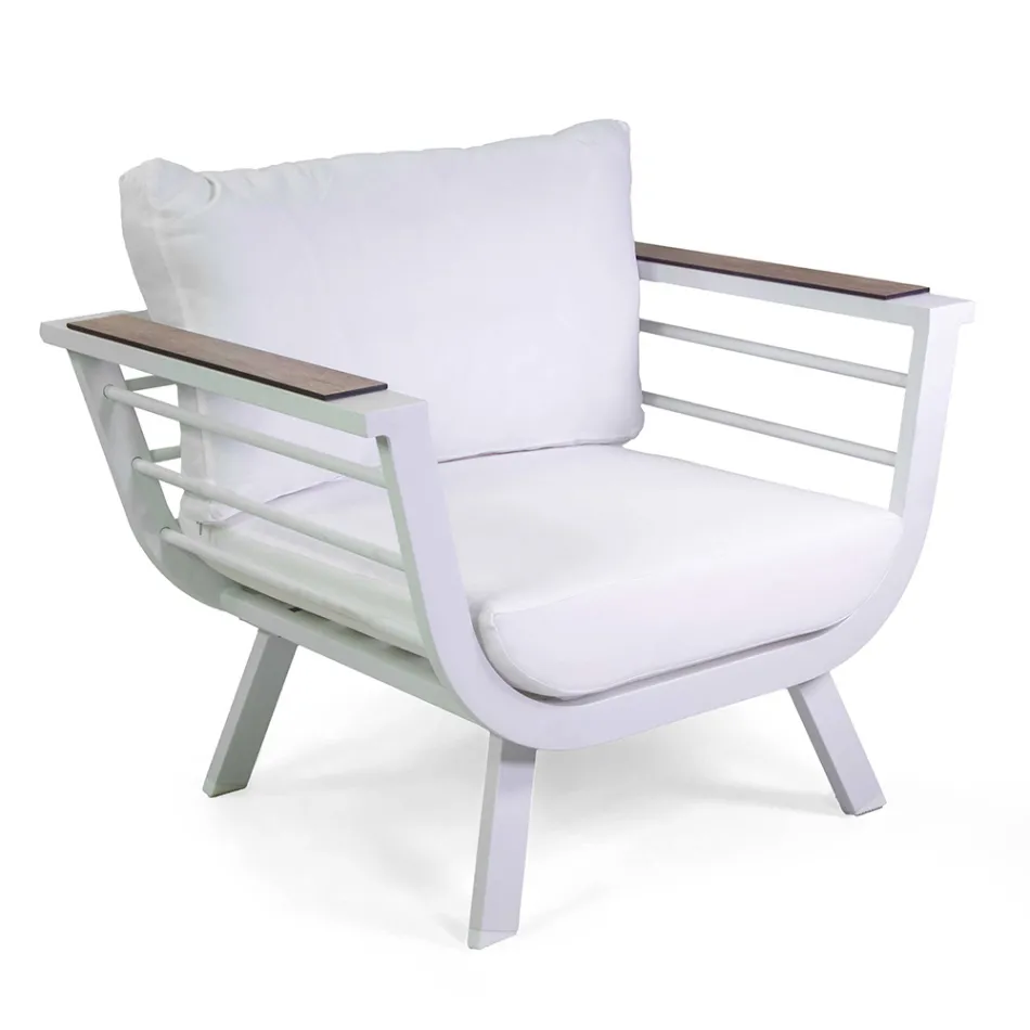 Udendørs stue bestående af 2 lænestole og 1 aluminiumsbord - Righello Viadurini