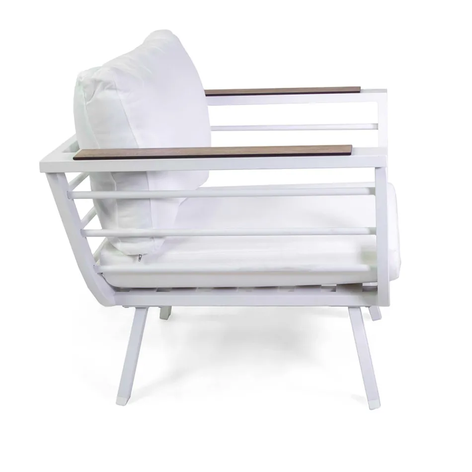 Udendørs stue bestående af 2 lænestole og 1 aluminiumsbord - Righello Viadurini