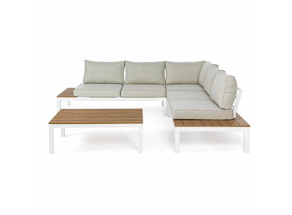 Udendørslounge med hjørnesofa og sofabord i aluminium og stof - Verve Viadurini