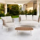 Udendørs lounge med aluminiumsramme og ryglæn i reb - Skyline Viadurini