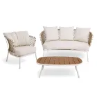 Udendørs lounge med aluminiumsramme og ryglæn i reb - Skyline Viadurini