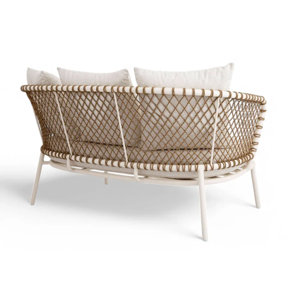 Udendørs lounge med aluminiumsramme og ryglæn i reb - Skyline Viadurini