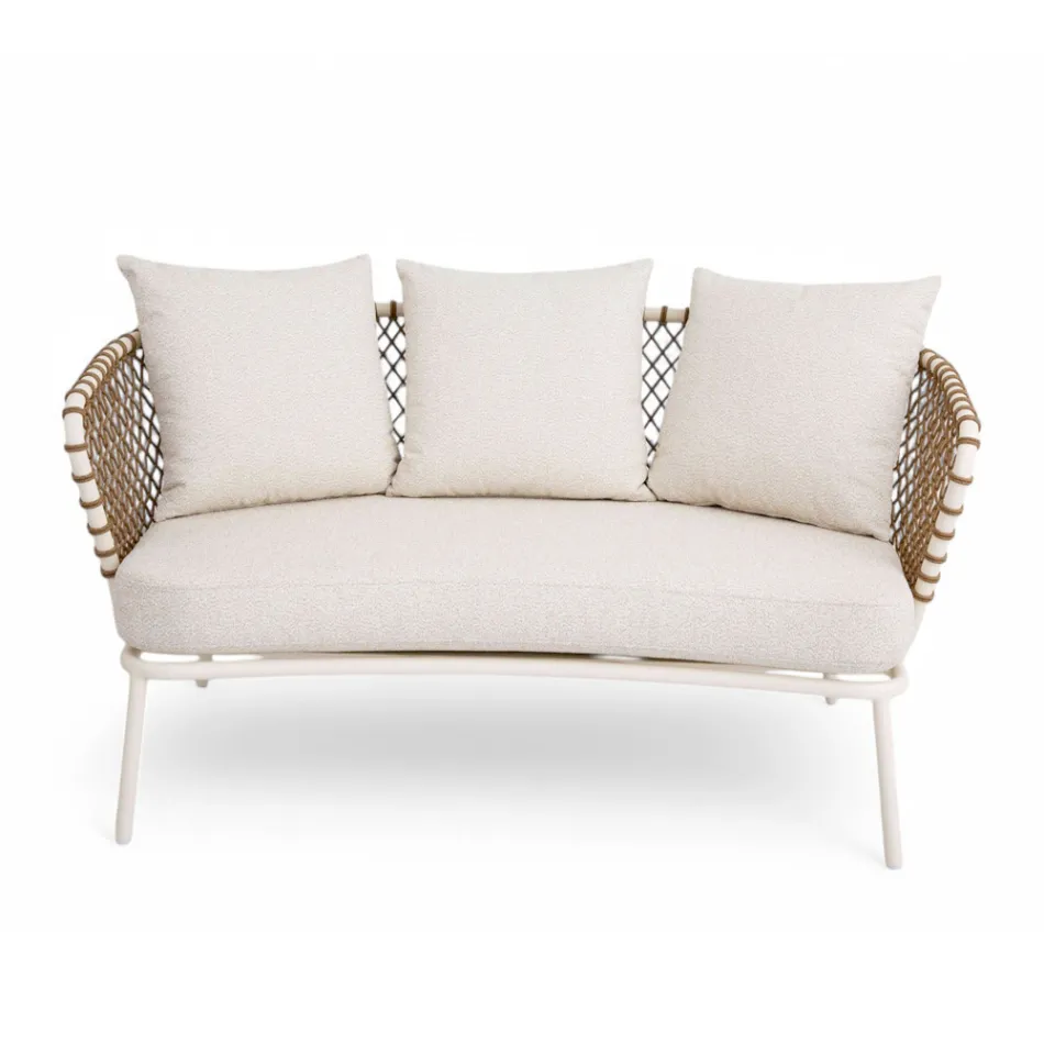 Udendørs lounge med aluminiumsramme og ryglæn i reb - Skyline Viadurini