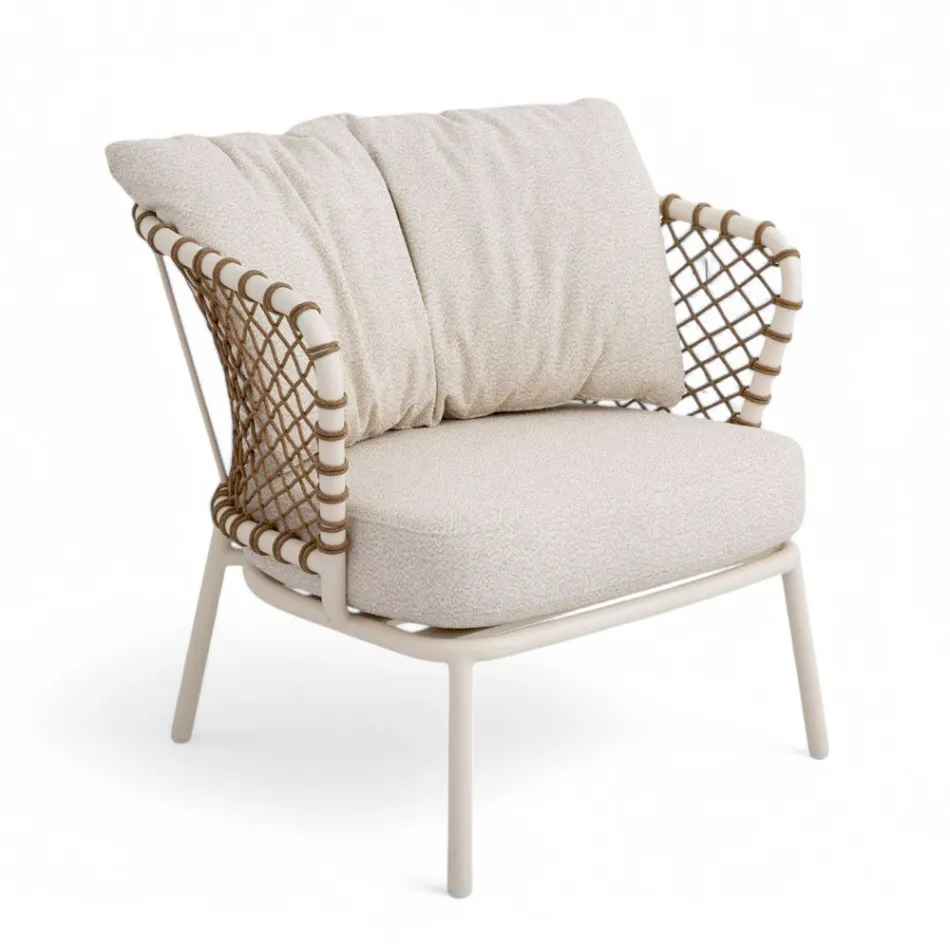 Udendørs lounge med aluminiumsramme og ryglæn i reb - Skyline Viadurini