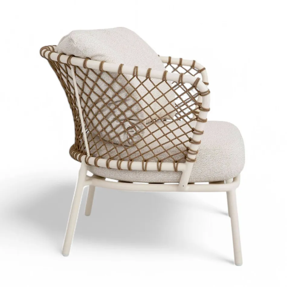 Udendørs lounge med aluminiumsramme og ryglæn i reb - Skyline Viadurini