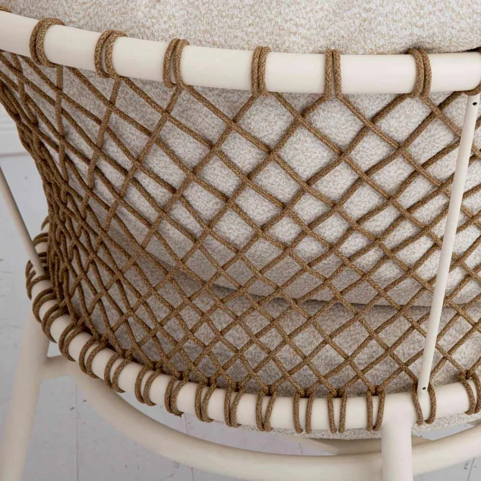 Udendørs lounge med aluminiumsramme og ryglæn i reb - Skyline Viadurini