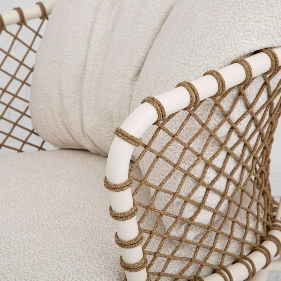 Udendørs lounge med aluminiumsramme og ryglæn i reb - Skyline Viadurini