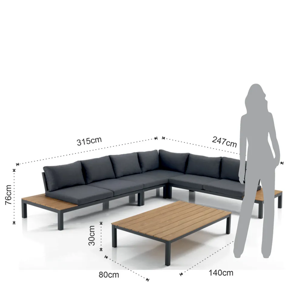 Udendørs og indendørs stue bestående af 1 hjørnesofa og 1 sofabord - Savoir Viadurini