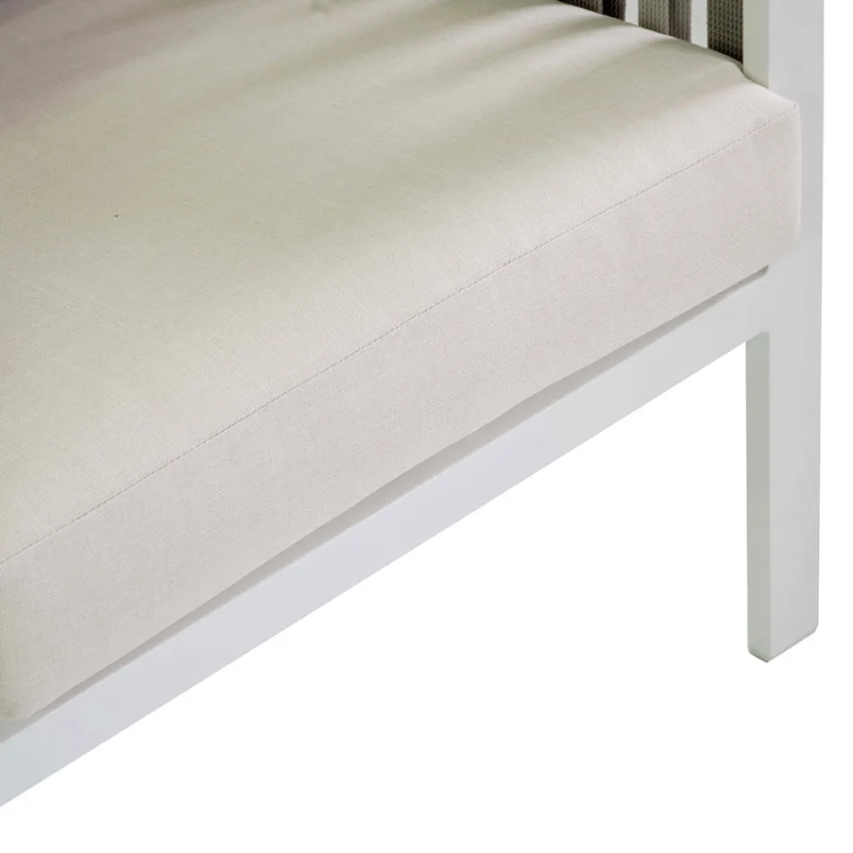 Udendørs lounge i hvid aluminium og cremefarvede hynder - Relaz Viadurini