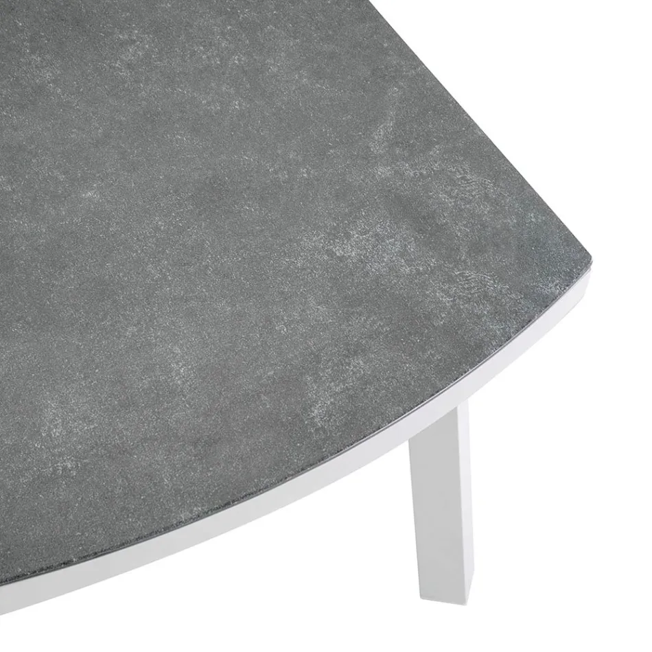 Udendørs lounge i hvid aluminium og cremefarvede hynder - Relaz Viadurini