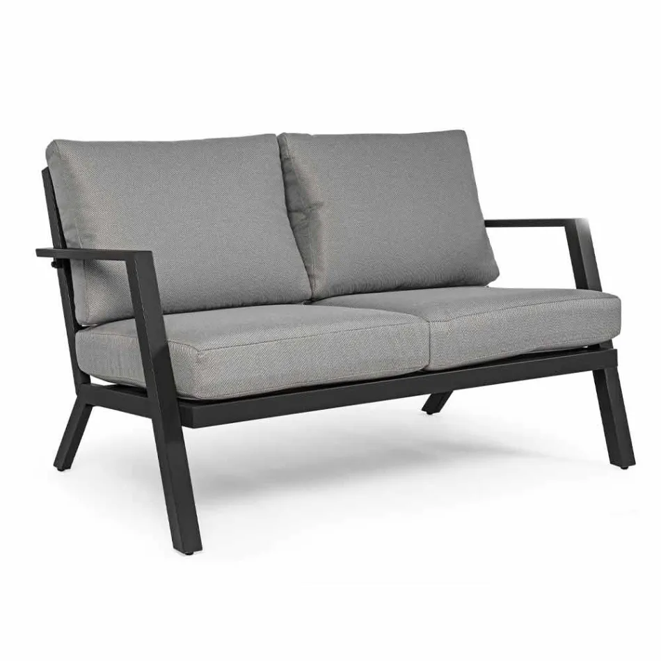 Udendørslounge i aluminium med hynder beklædt i stof - Armonia Viadurini