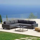 Outdoor Lounge i sort aluminium med keramisk sofabord - Ghislain Viadurini