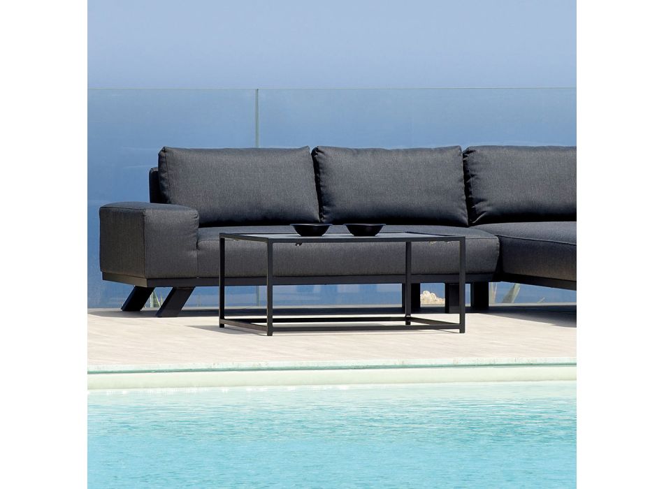 Outdoor Lounge i sort aluminium med keramisk sofabord - Ghislain Viadurini