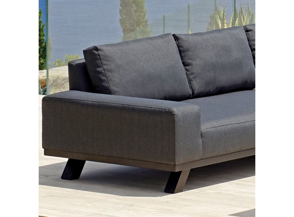 Outdoor Lounge i sort aluminium med keramisk sofabord - Ghislain Viadurini
