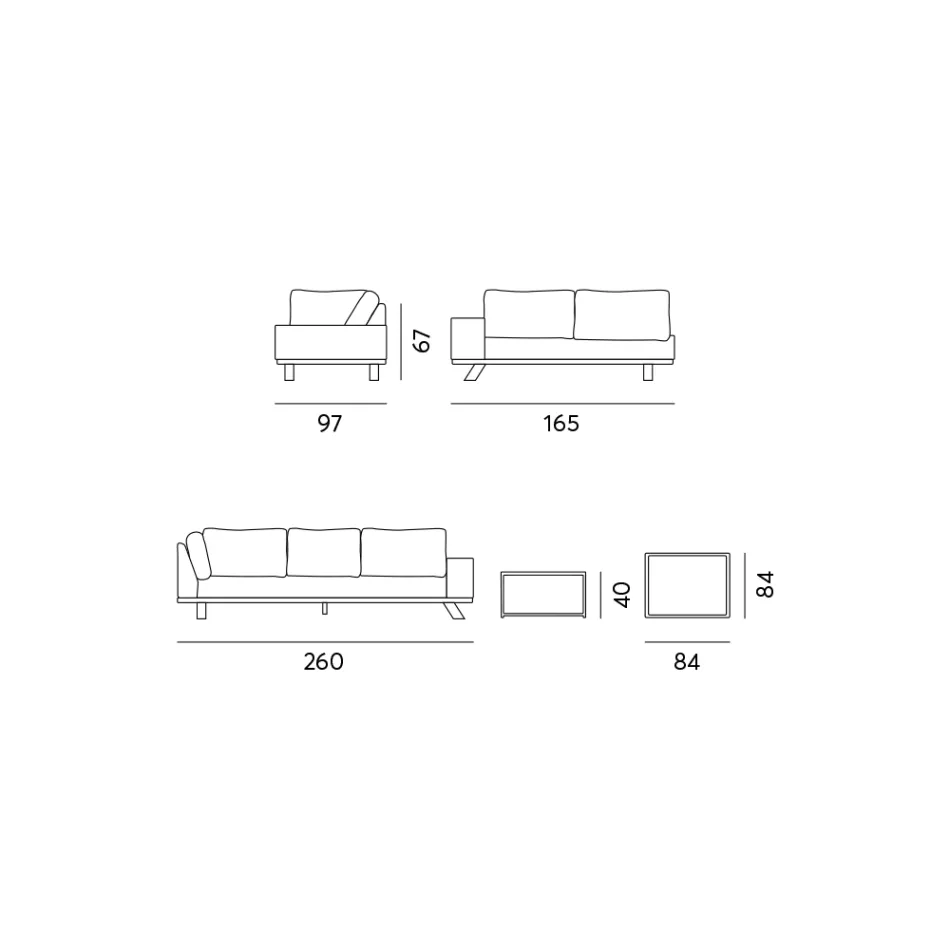 Outdoor Lounge i sort aluminium med keramisk sofabord - Ghislain Viadurini