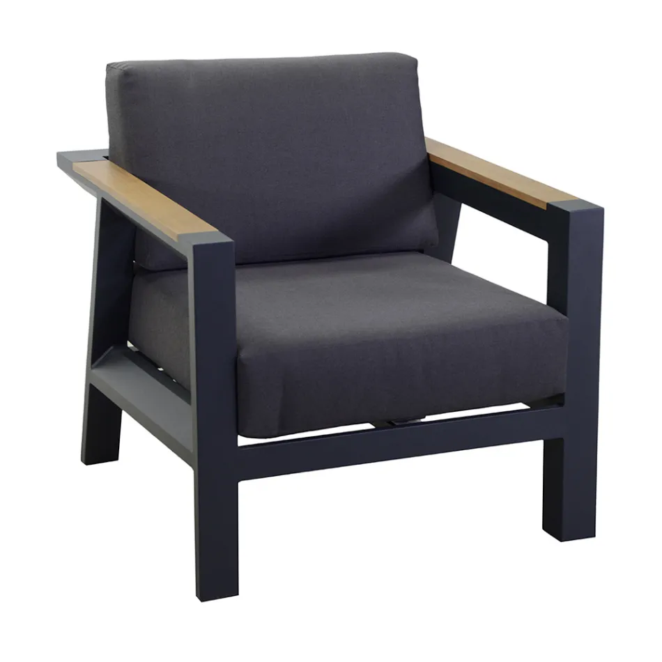 Udendørs lounge lavet af aluminium med detaljer i brasiliansk teak - Dagbog Viadurini