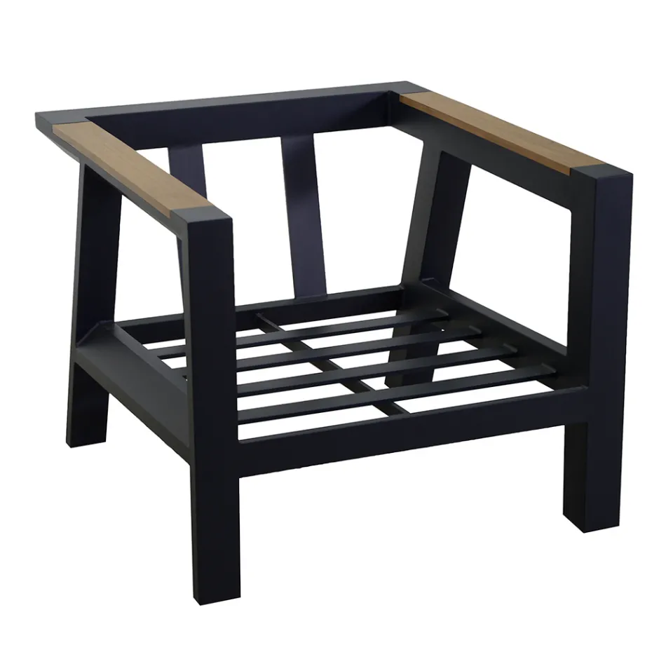 Udendørs lounge lavet af aluminium med detaljer i brasiliansk teak - Dagbog Viadurini