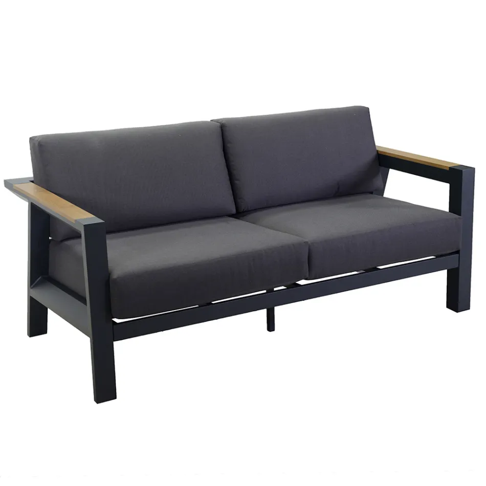 Udendørs lounge lavet af aluminium med detaljer i brasiliansk teak - Dagbog Viadurini