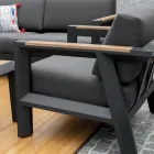 Udendørs lounge lavet af aluminium med detaljer i brasiliansk teak - Dagbog Viadurini