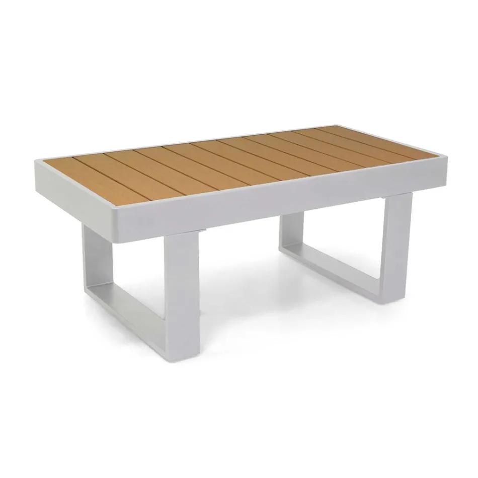 Udendørs lounge lavet af aluminium og armlæn af polywood - City Viadurini