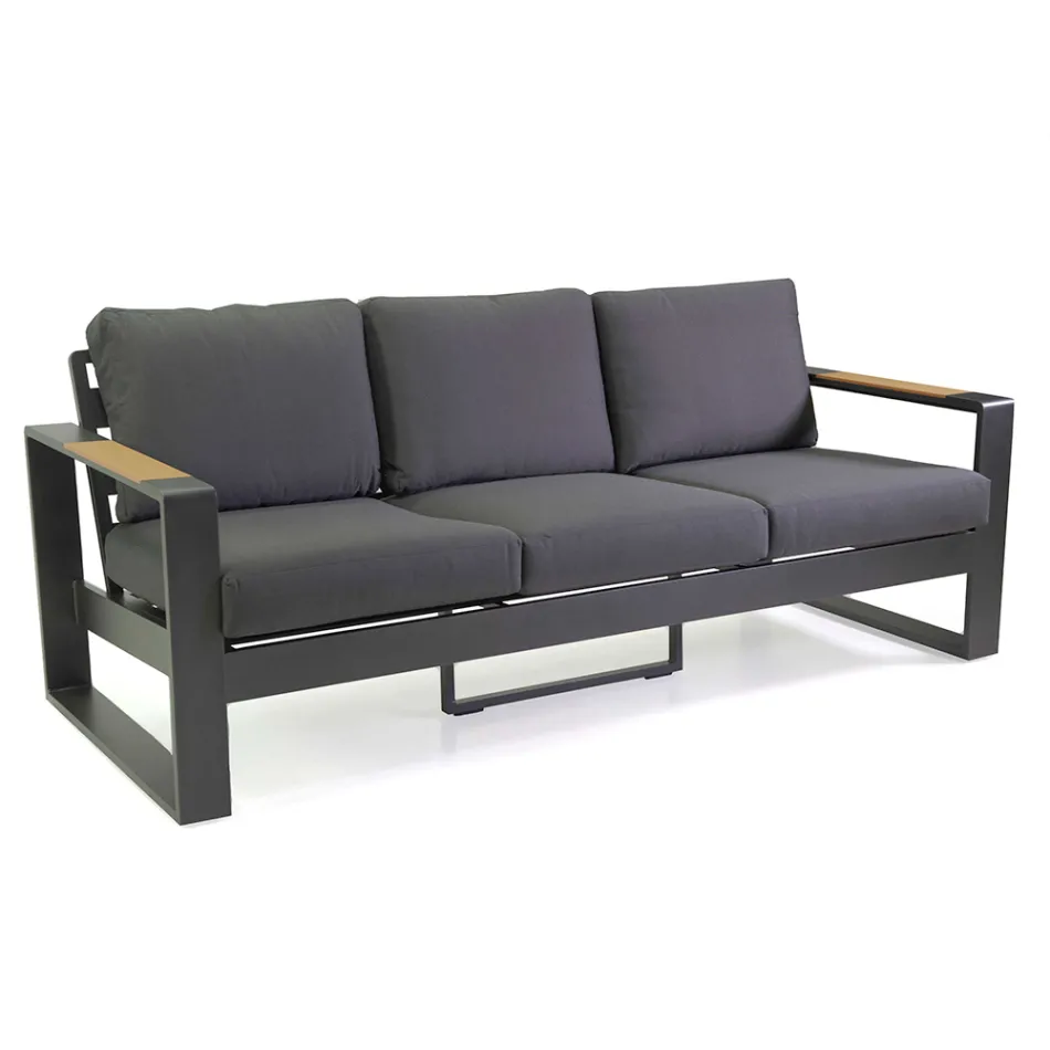 Udendørs lounge lavet af aluminium og armlæn af polywood - City Viadurini