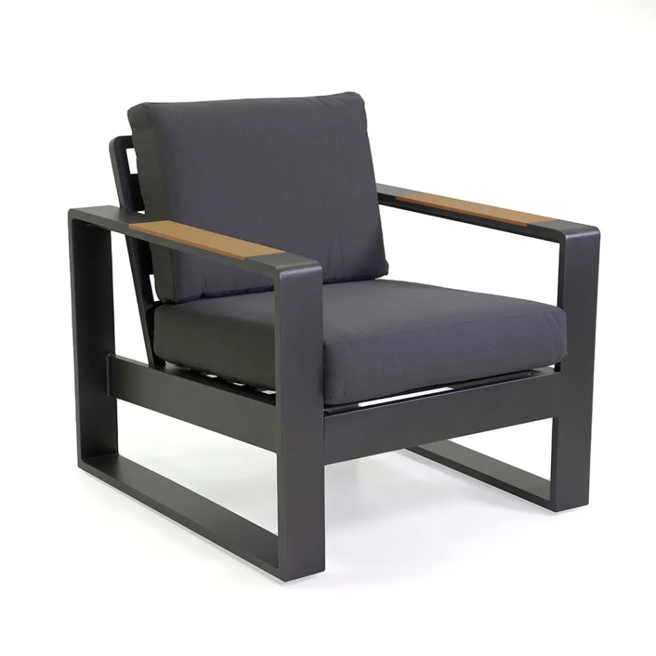 Udendørs lounge lavet af aluminium og armlæn af polywood - City Viadurini