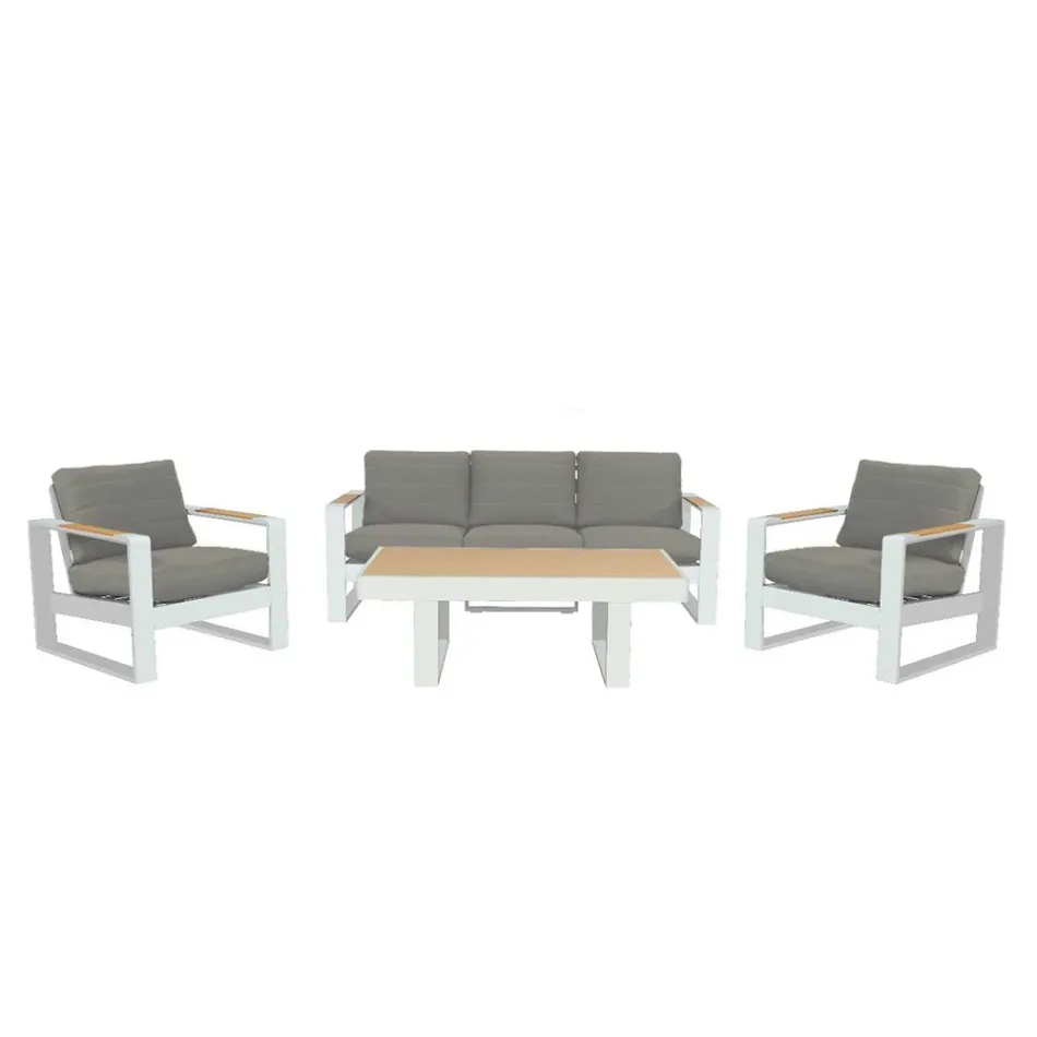 Udendørs lounge lavet af aluminium og armlæn af polywood - City Viadurini