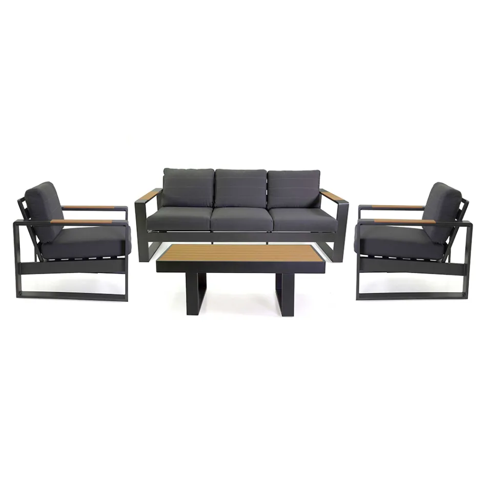 Udendørs lounge lavet af aluminium og armlæn af polywood - City Viadurini