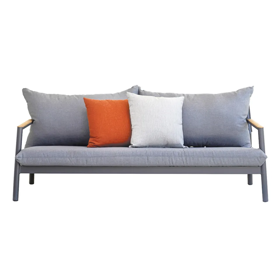 Havelounge med 2 lænestole, 1 sofa og 1 aluminiumsbord - Minni Viadurini