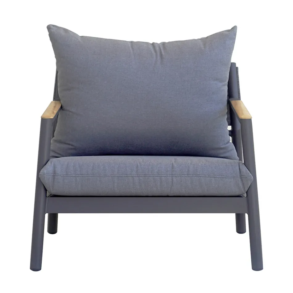 Havelounge med 2 lænestole, 1 sofa og 1 aluminiumsbord - Minni Viadurini