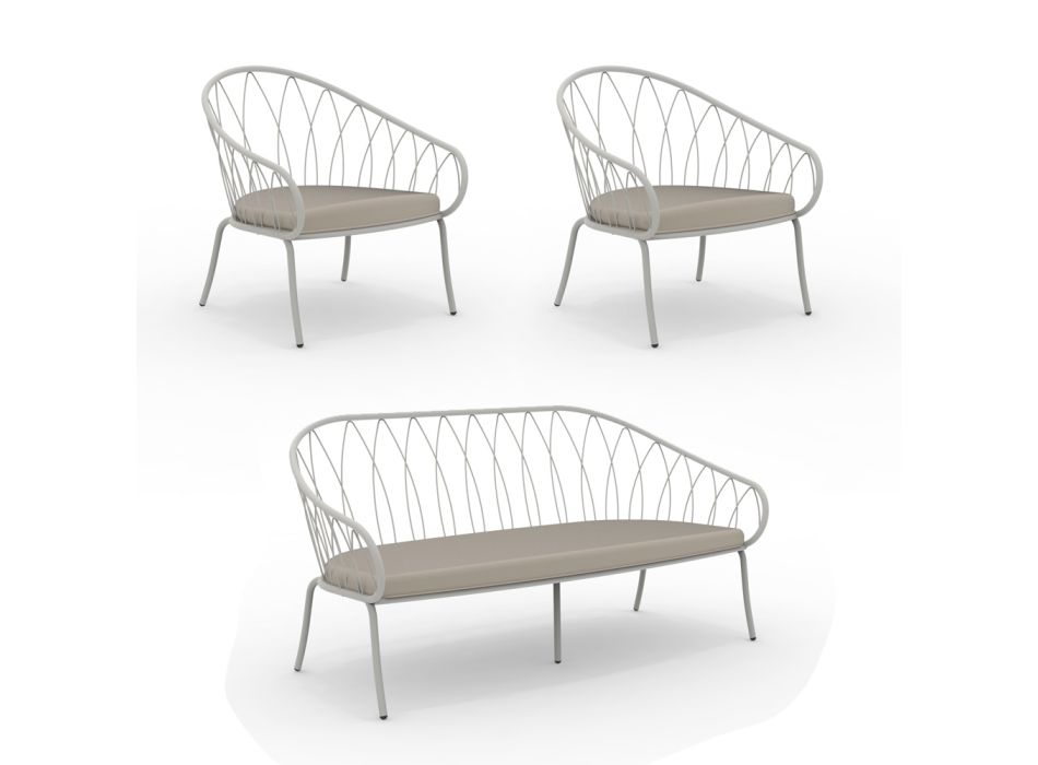 Havelounge med 2 lænestole og 1 2-personers sofa Made in Italy - Fontana Viadurini