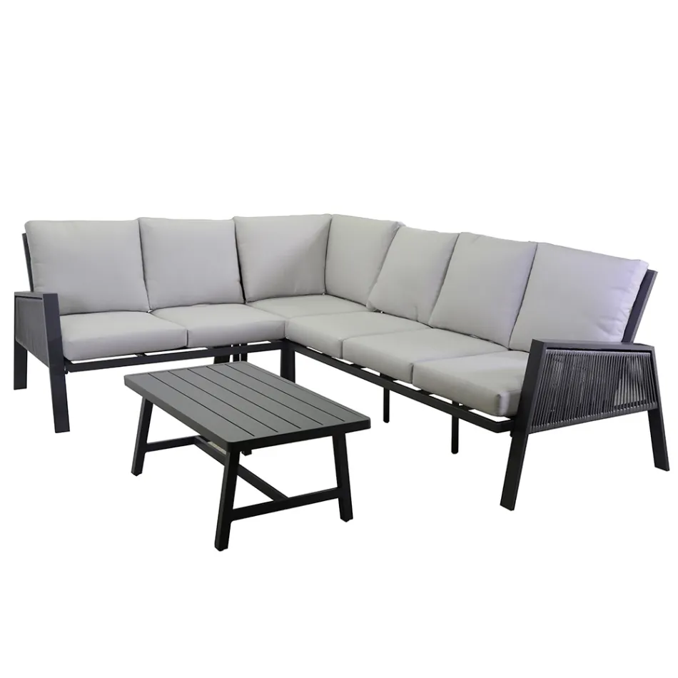 Havelounge med sofa og sofabord lavet af aluminium - Label Viadurini