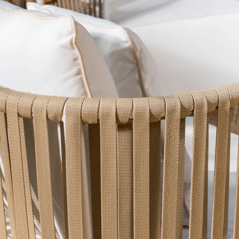 Havelounge i hvidt aluminium og stof - Eugene Viadurini