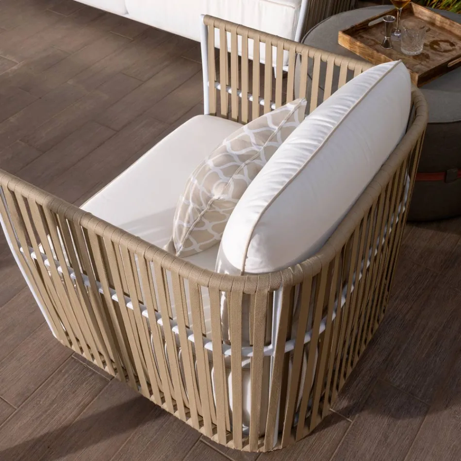 Havelounge i hvidt aluminium og stof - Eugene Viadurini