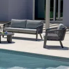 Smeria havemøbelsæt i aluminium og vævet reb med hynder Viadurini