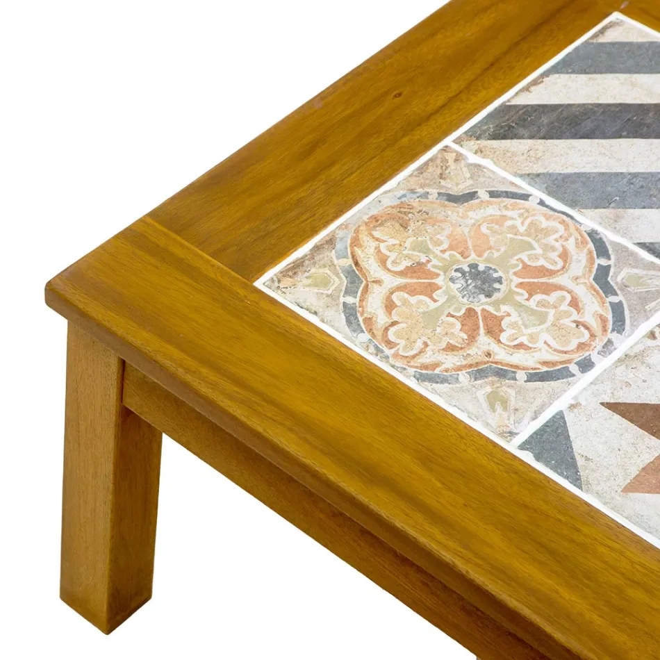 Garden Lounge-sæt i olieret akacietræ i naturfarve - Teknisk Viadurini