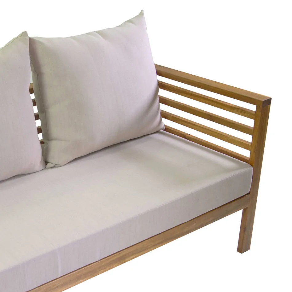 Garden Lounge-sæt i olieret akacietræ i naturfarve - Teknisk Viadurini