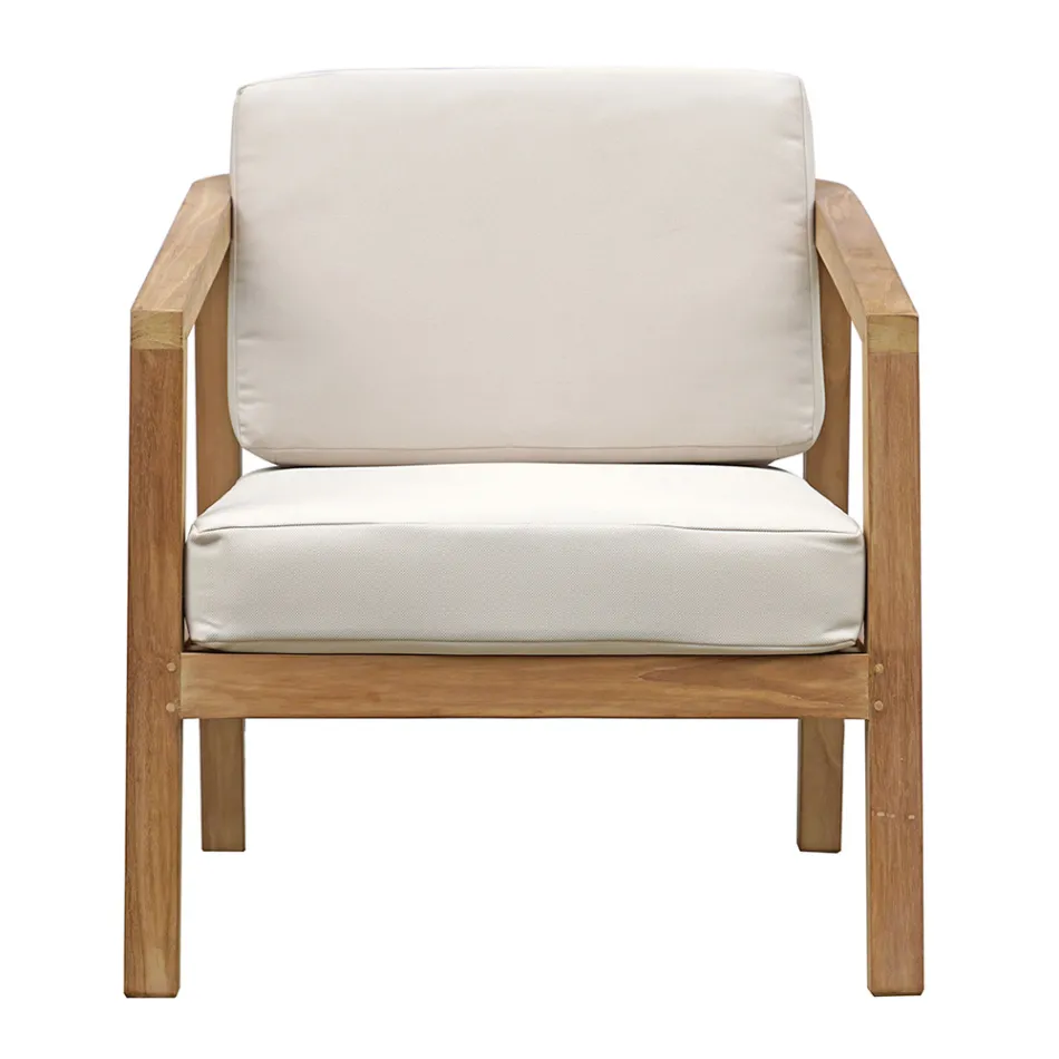 FSC Teak Havemøbelsæt med Ecru Hynder - Caresa Viadurini