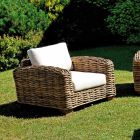 Rattan Garden Lounge med træ sofabord og hynder - Hugues Viadurini