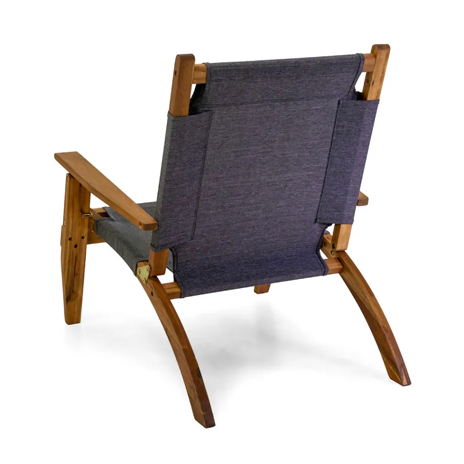 Stue i olieret akacietræ i naturlig farve og stof - Bottega Viadurini