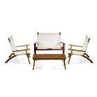 Stue i olieret akacietræ i naturlig farve og stof - Bottega Viadurini