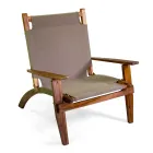 Stue i olieret akacietræ i naturlig farve og stof - Bottega Viadurini