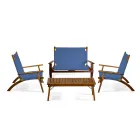 Stue i olieret akacietræ i naturlig farve og stof - Bottega Viadurini