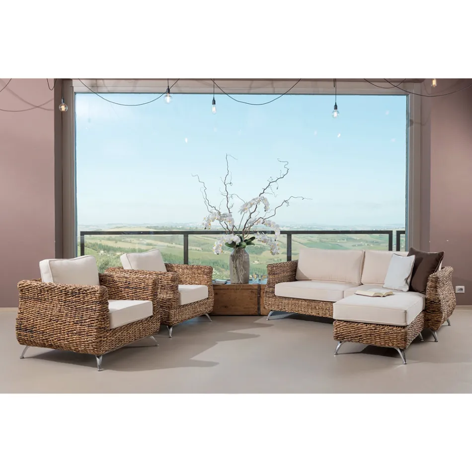 Udendørs stue i Bananvævning med puder - Legolas Viadurini