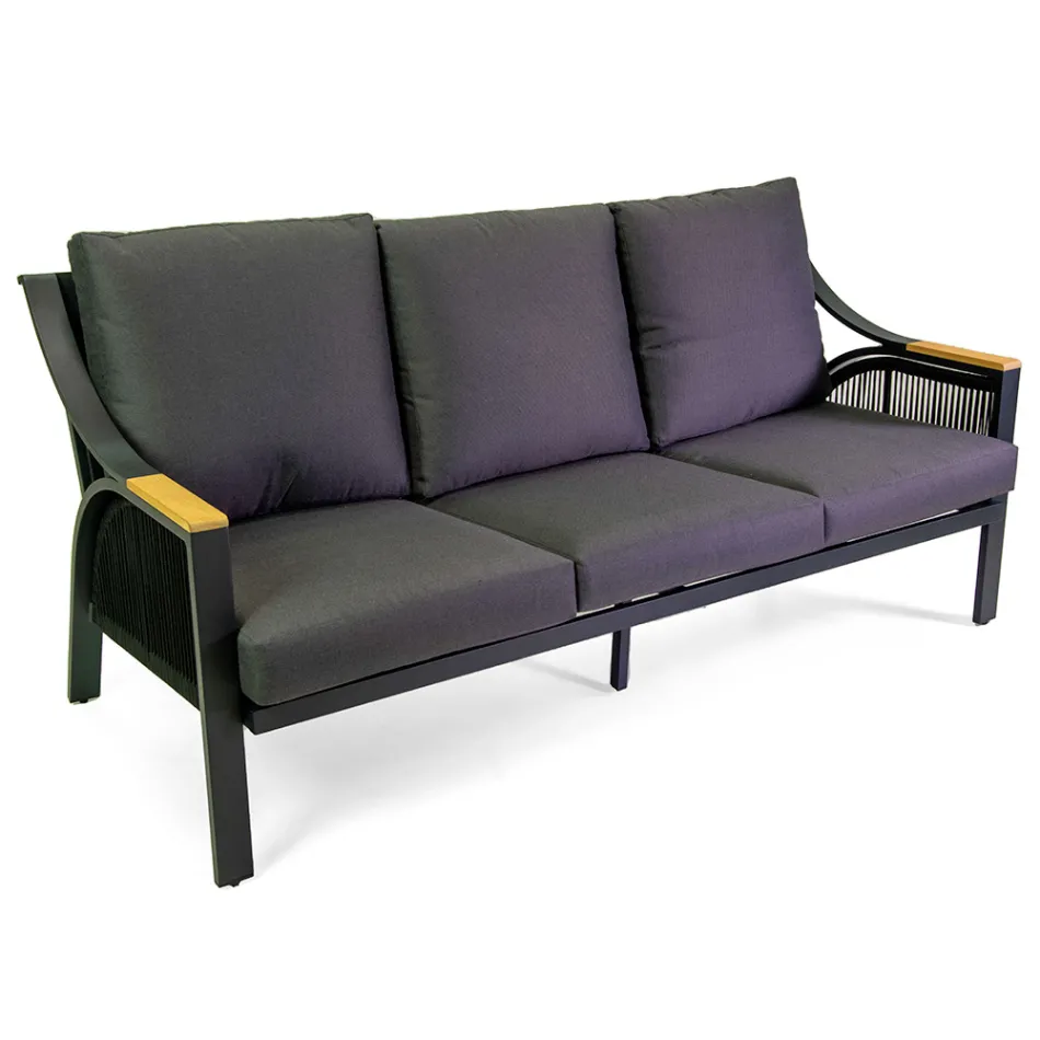 Stue lavet af aluminium med armlæn af brasiliansk teak - Dagbog Viadurini