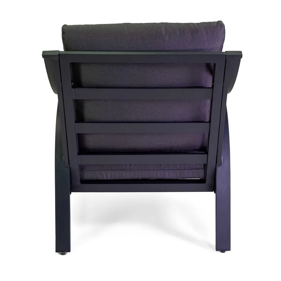 Stue lavet af aluminium med armlæn af brasiliansk teak - Dagbog Viadurini