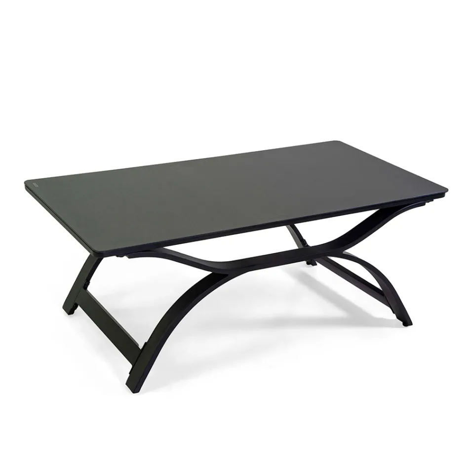 Stue lavet af aluminium med armlæn af brasiliansk teak - Dagbog Viadurini