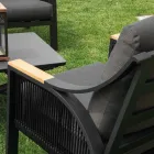 Stue lavet af aluminium med armlæn af brasiliansk teak - Dagbog Viadurini