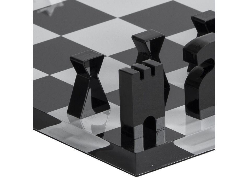 Skakbræt til skak og dame i akrylkrystal lavet i Italien - Smanto Viadurini