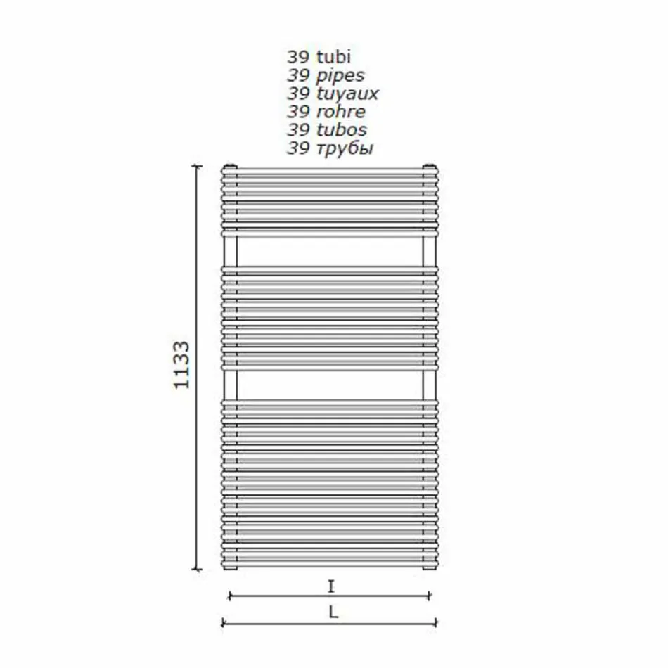 Lodret design Hydraulisk badeværelseshåndklædevarmer i stål 1013 W - Griffin Viadurini